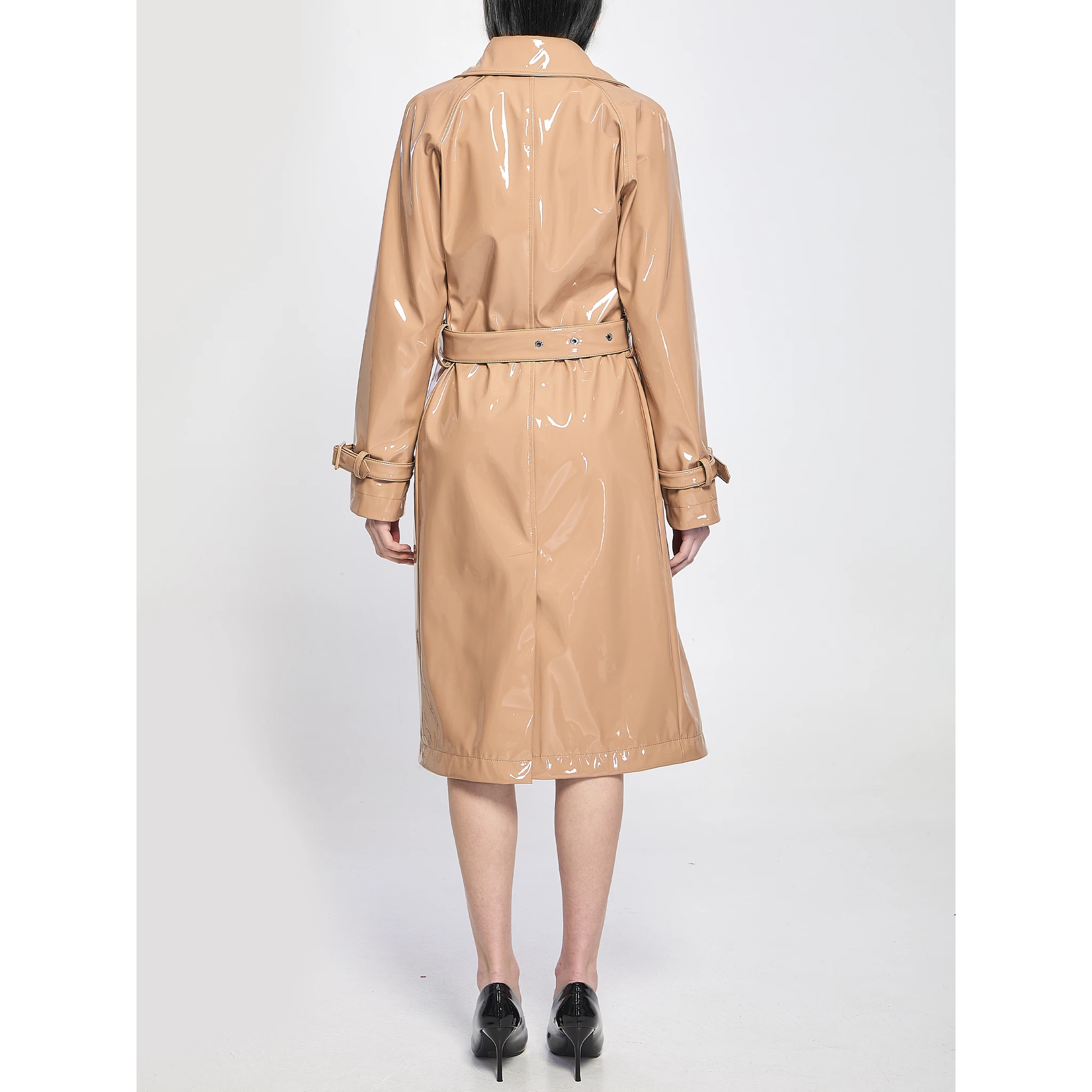 Eco-leather coated trench coat