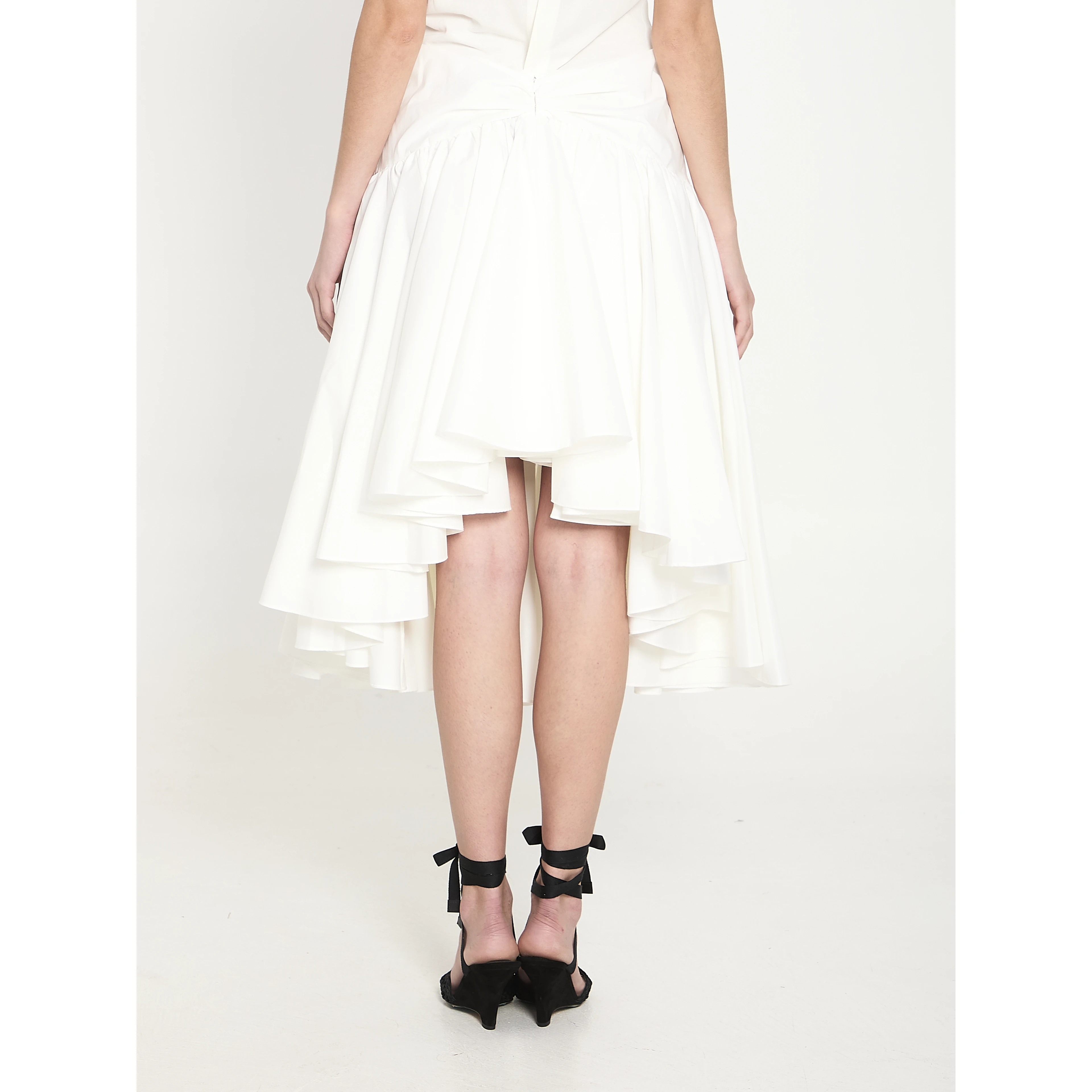 Draped midi skirt with godet