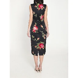 Bouquet Rose print satin midi dress