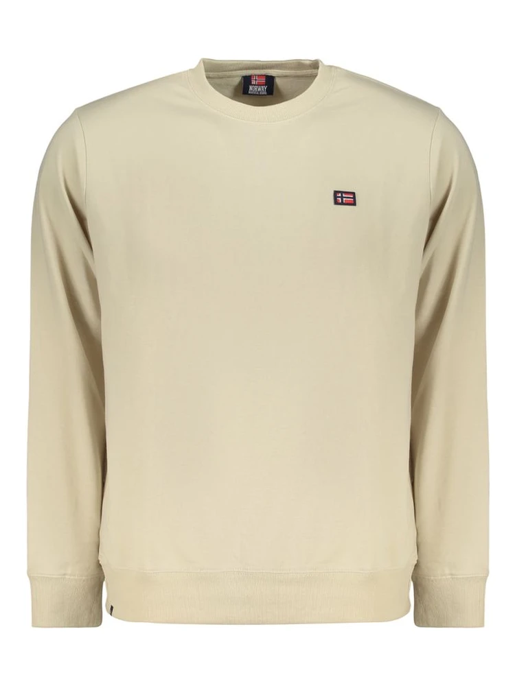 Beige Cotton Men Sweatshirt