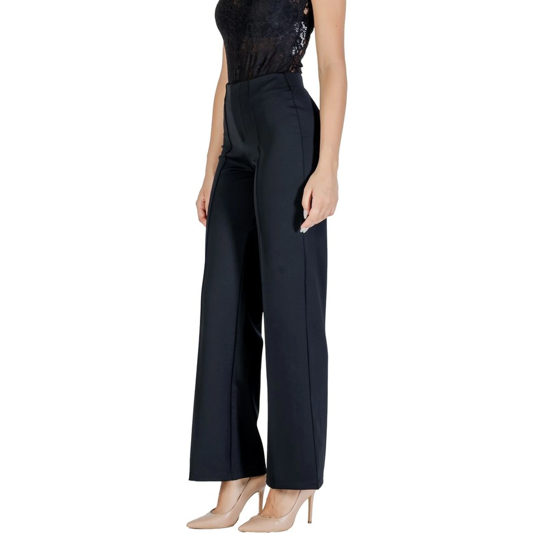 Black Polyamide Flared Pants