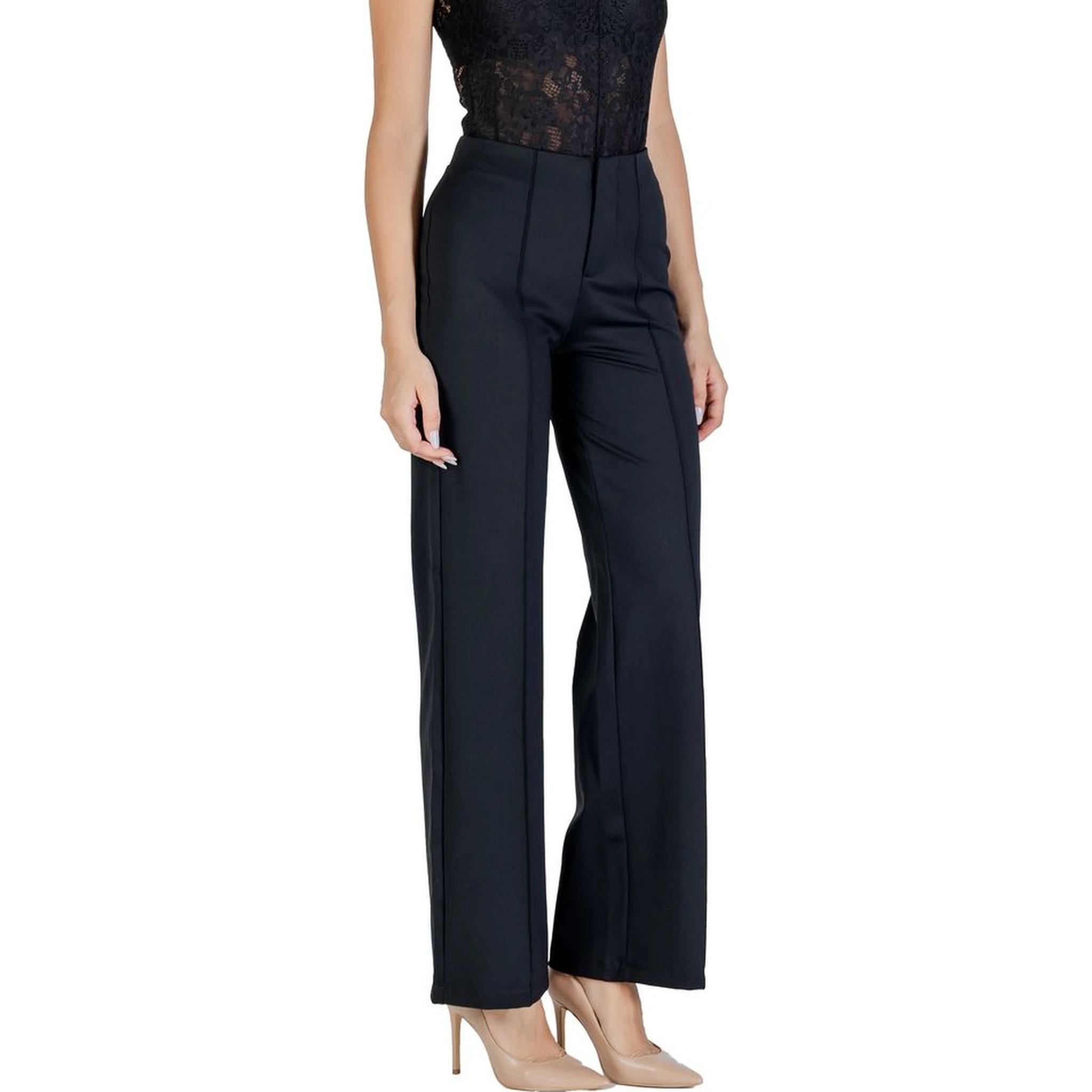 Black Polyamide Flared Pants