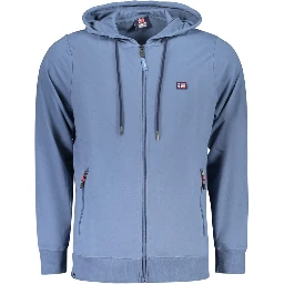 "Blu Cotton Mens Sweatshirt with Hood"
