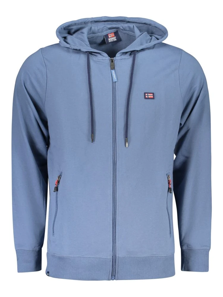 "Blu Cotton Mens Sweatshirt with Hood"