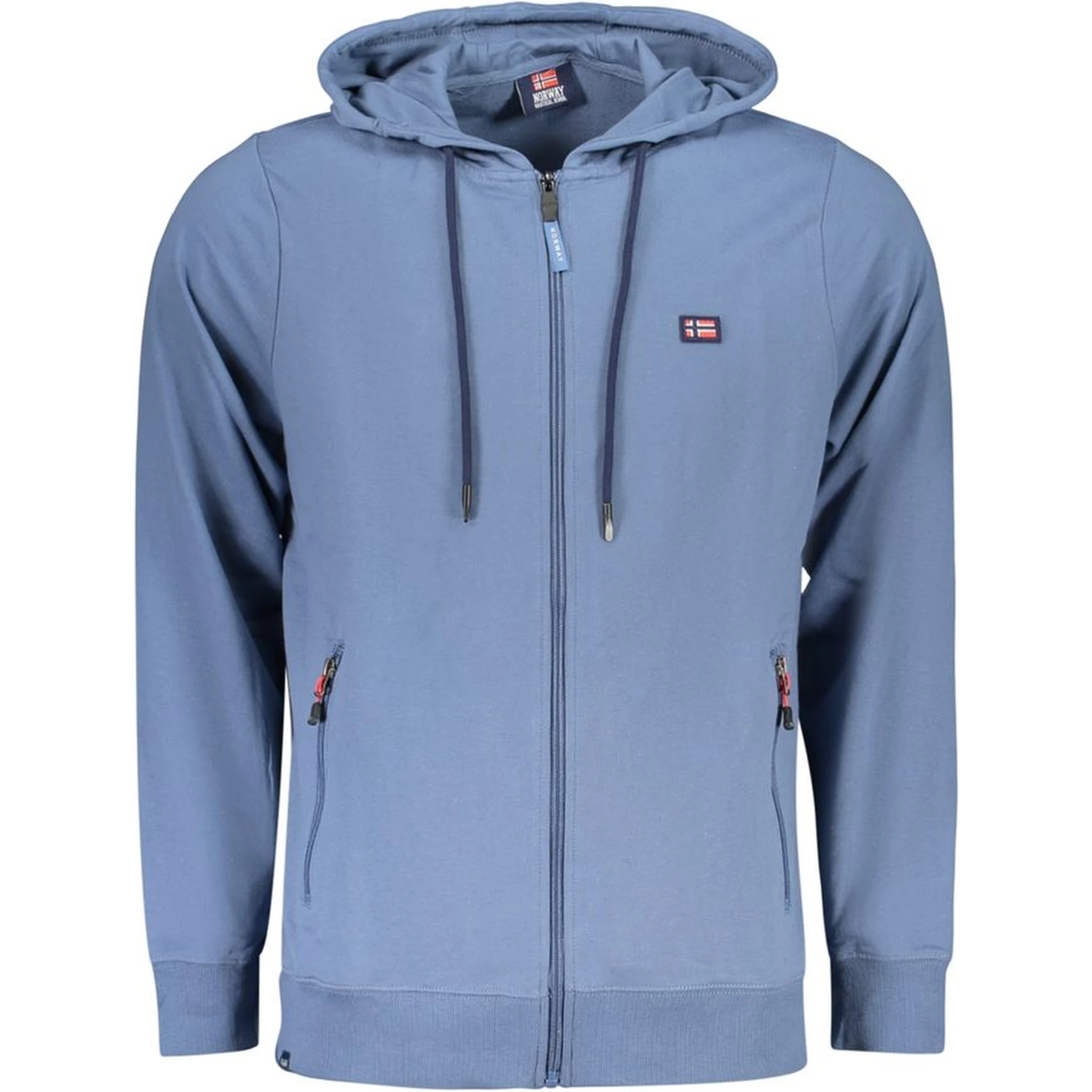 "Blu Cotton Mens Sweatshirt with Hood"
