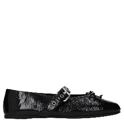 Black Leather Ballet Flats
