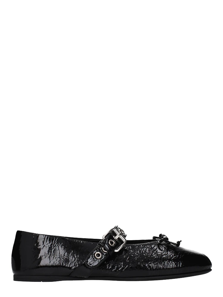 Black Leather Ballet Flats