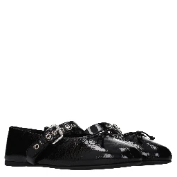 Black Leather Ballet Flats