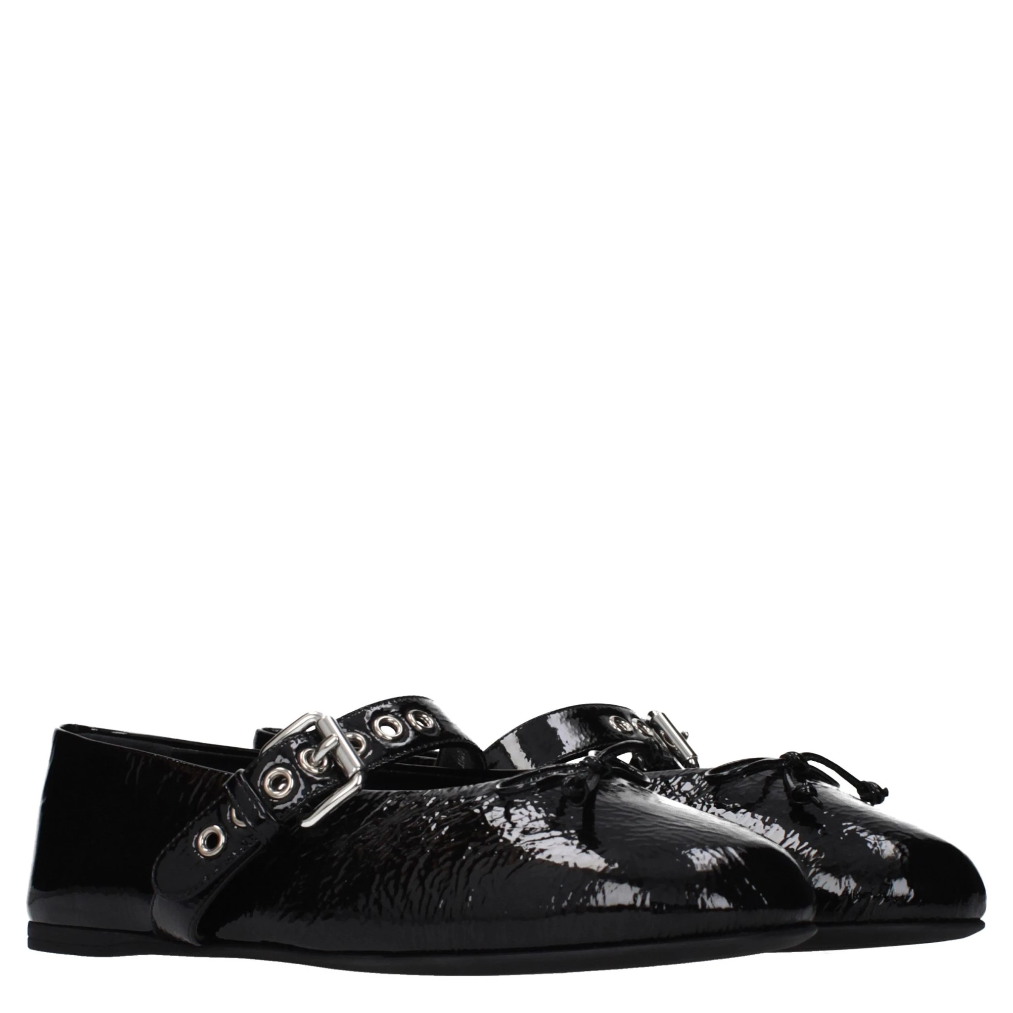 Black Leather Ballet Flats