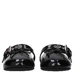 Black Leather Ballet Flats