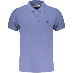 Blue Cotton Men Polo