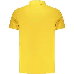 Yellow Cotton Men Polo Shirt