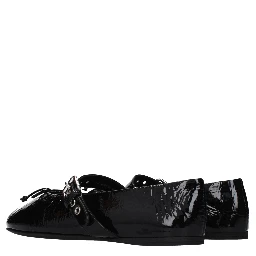 Black Leather Ballet Flats