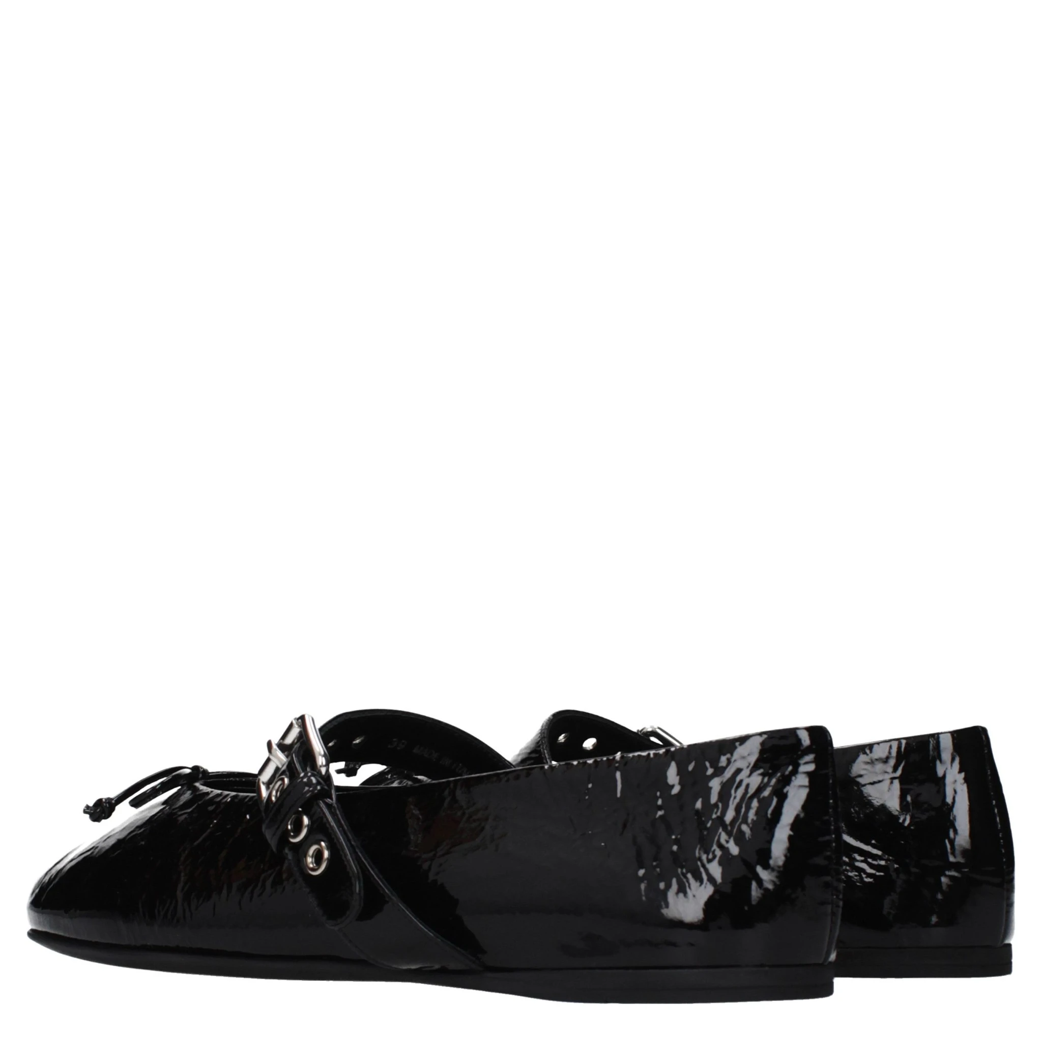 Black Leather Ballet Flats