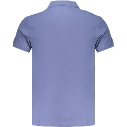 Blue Cotton Men Polo