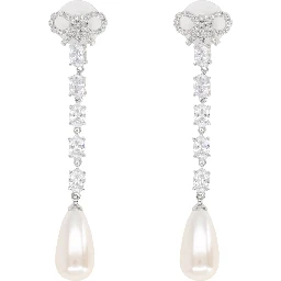 "BOW PEARL DROPLET" EARRINGS