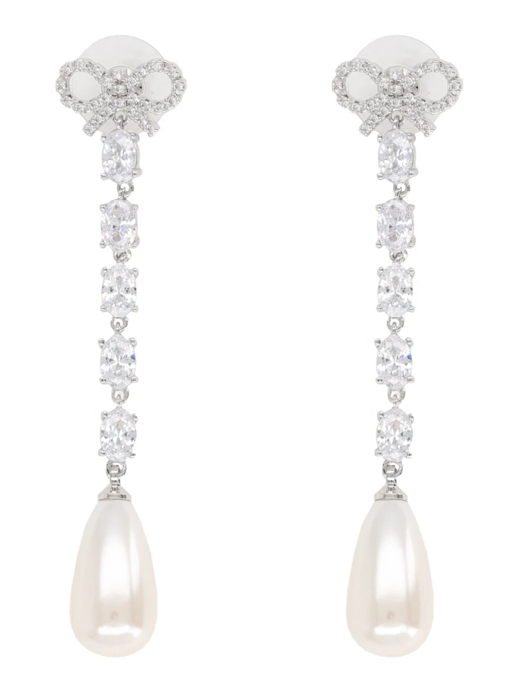"BOW PEARL DROPLET" EARRINGS