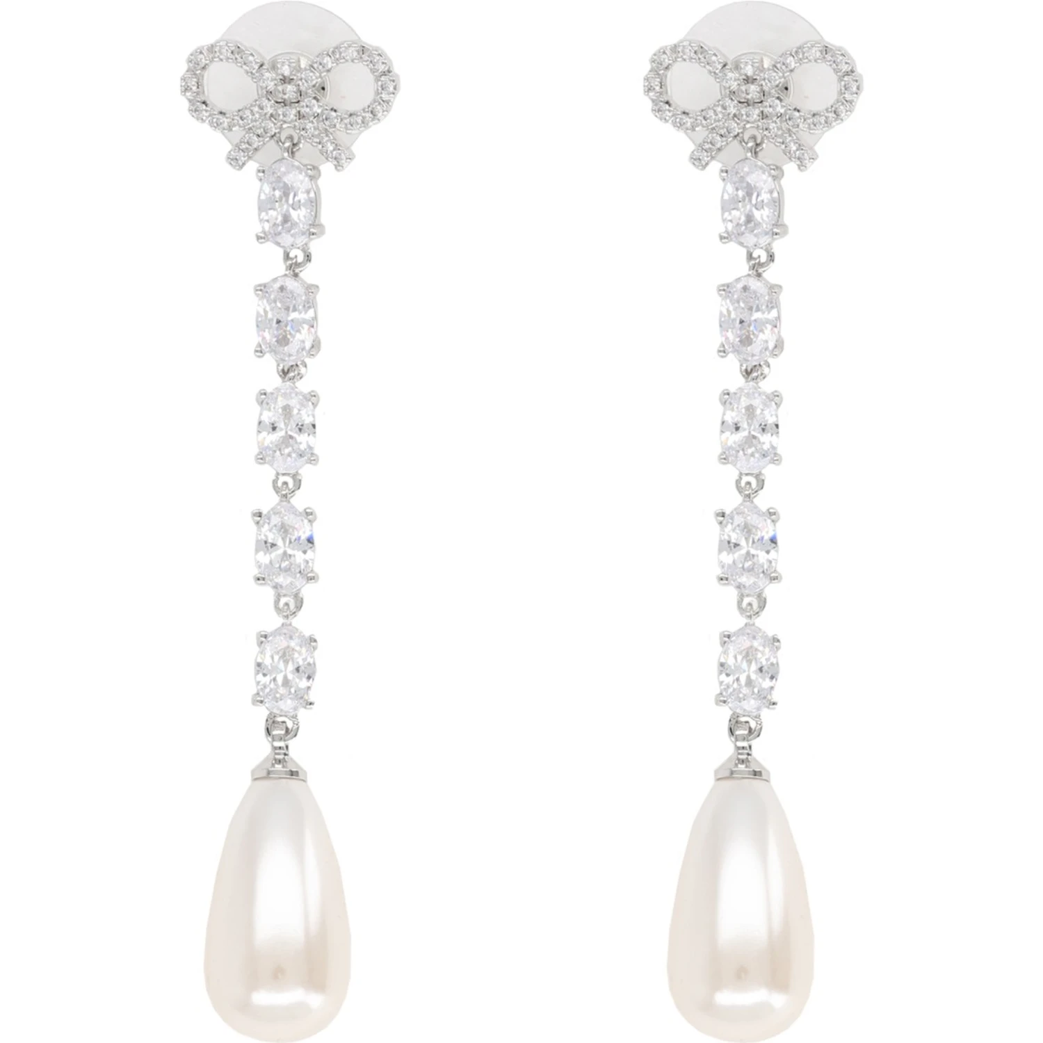 "BOW PEARL DROPLET" EARRINGS