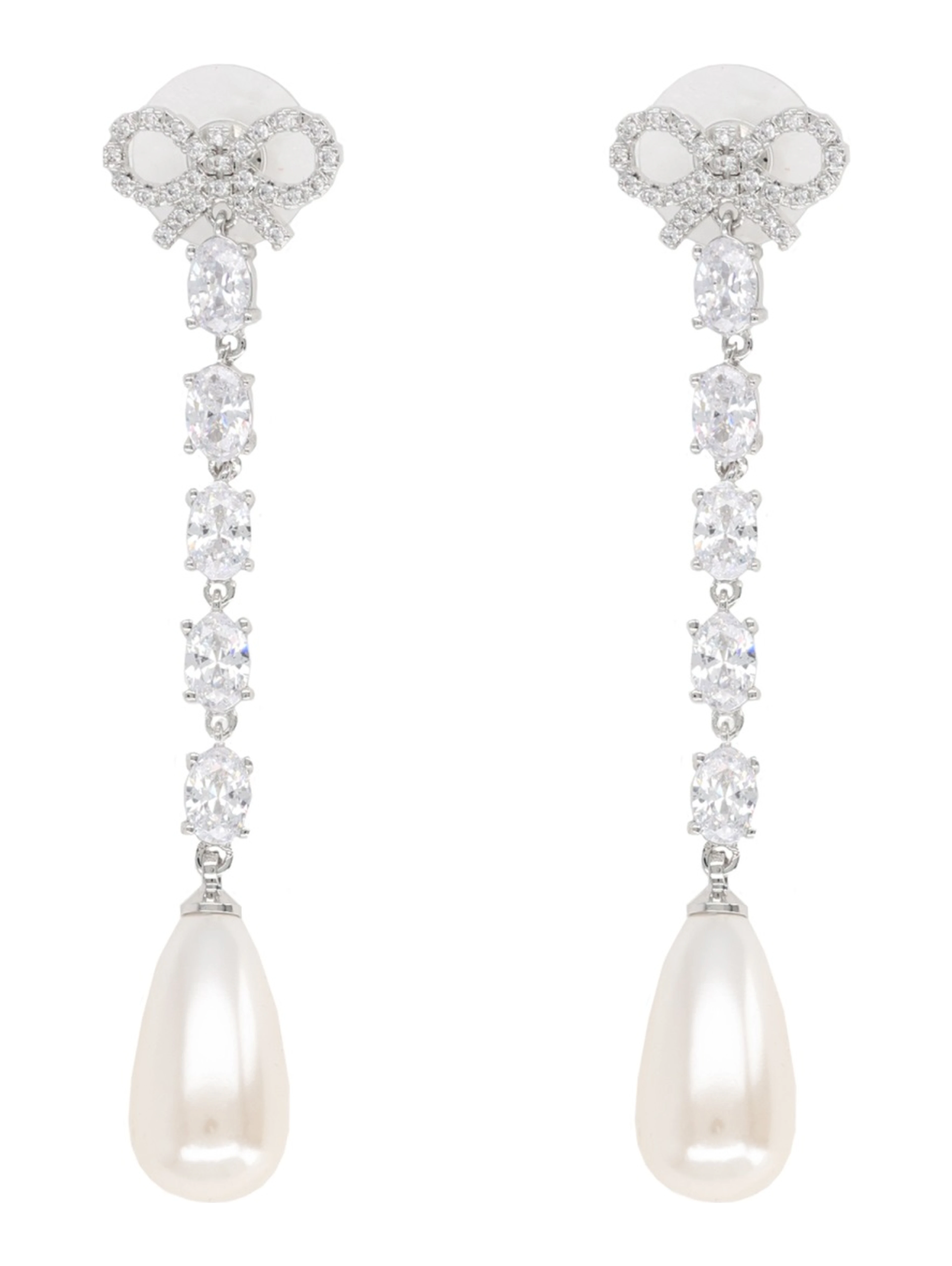 "BOW PEARL DROPLET" EARRINGS