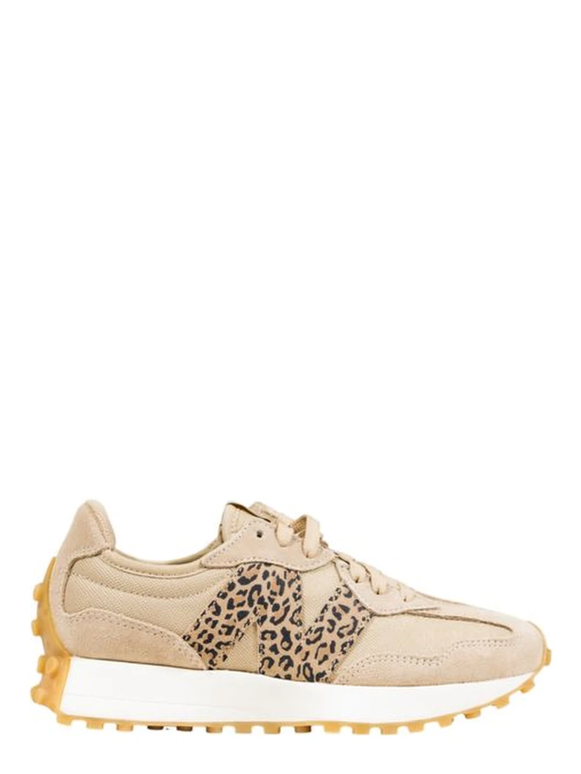 Beige Suede Leather Low Top Sneakers