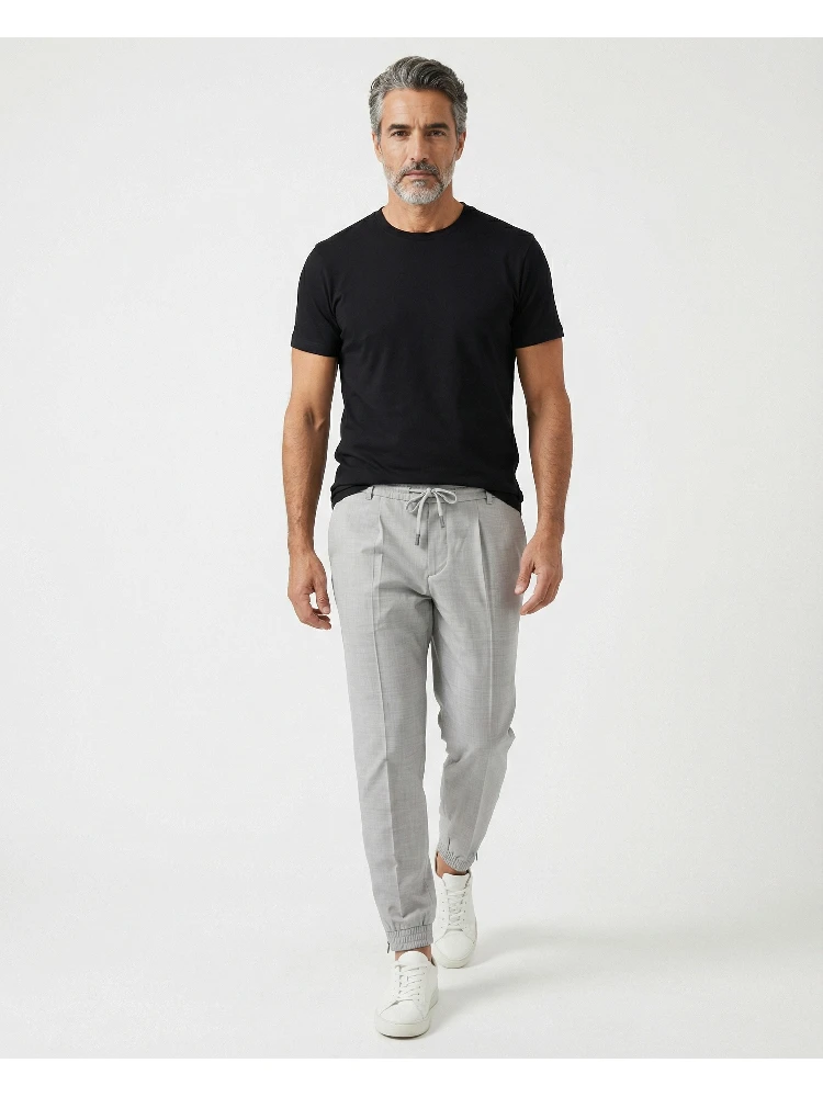Gray Linen Casual Pants