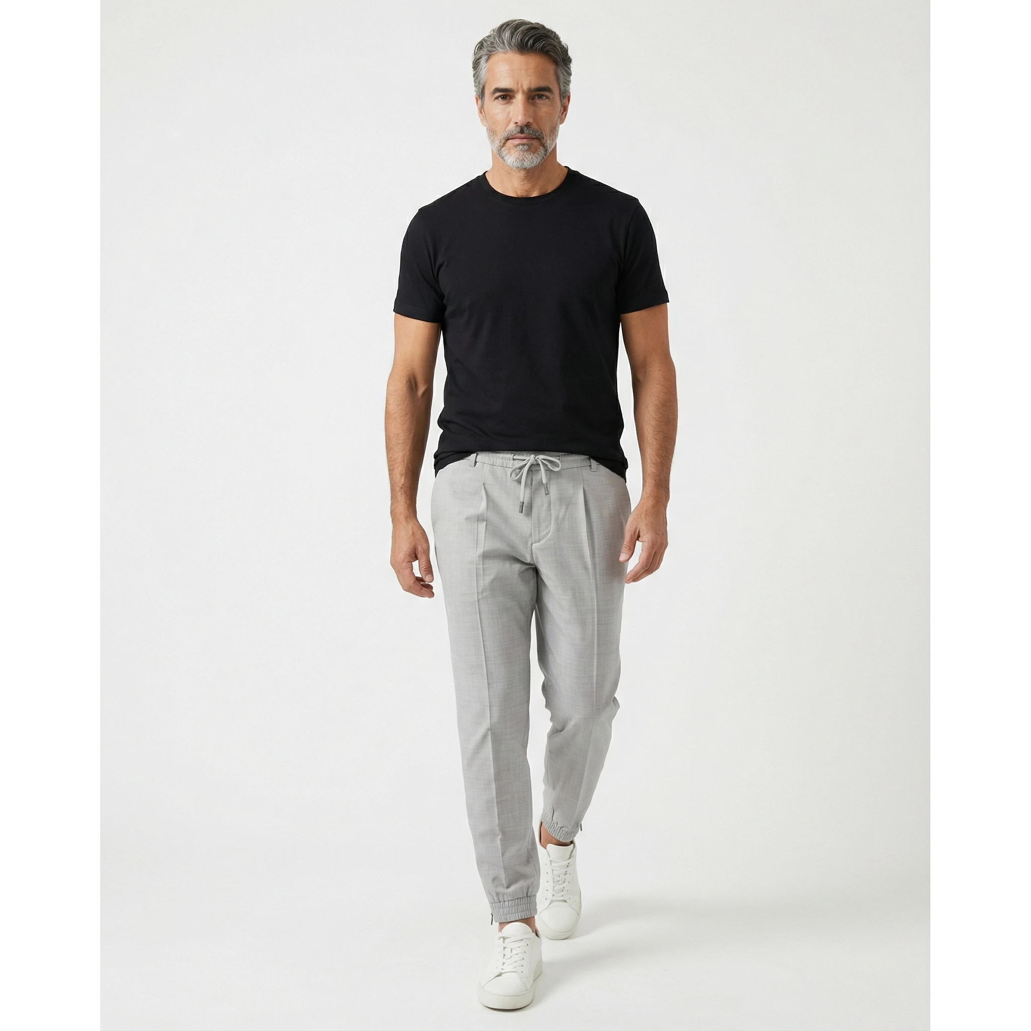 Gray Linen Casual Pants