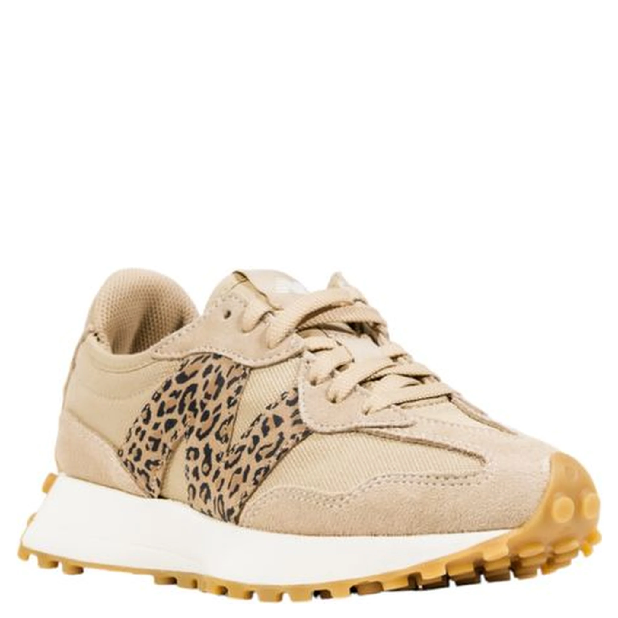 Beige Suede Leather Low Top Sneakers