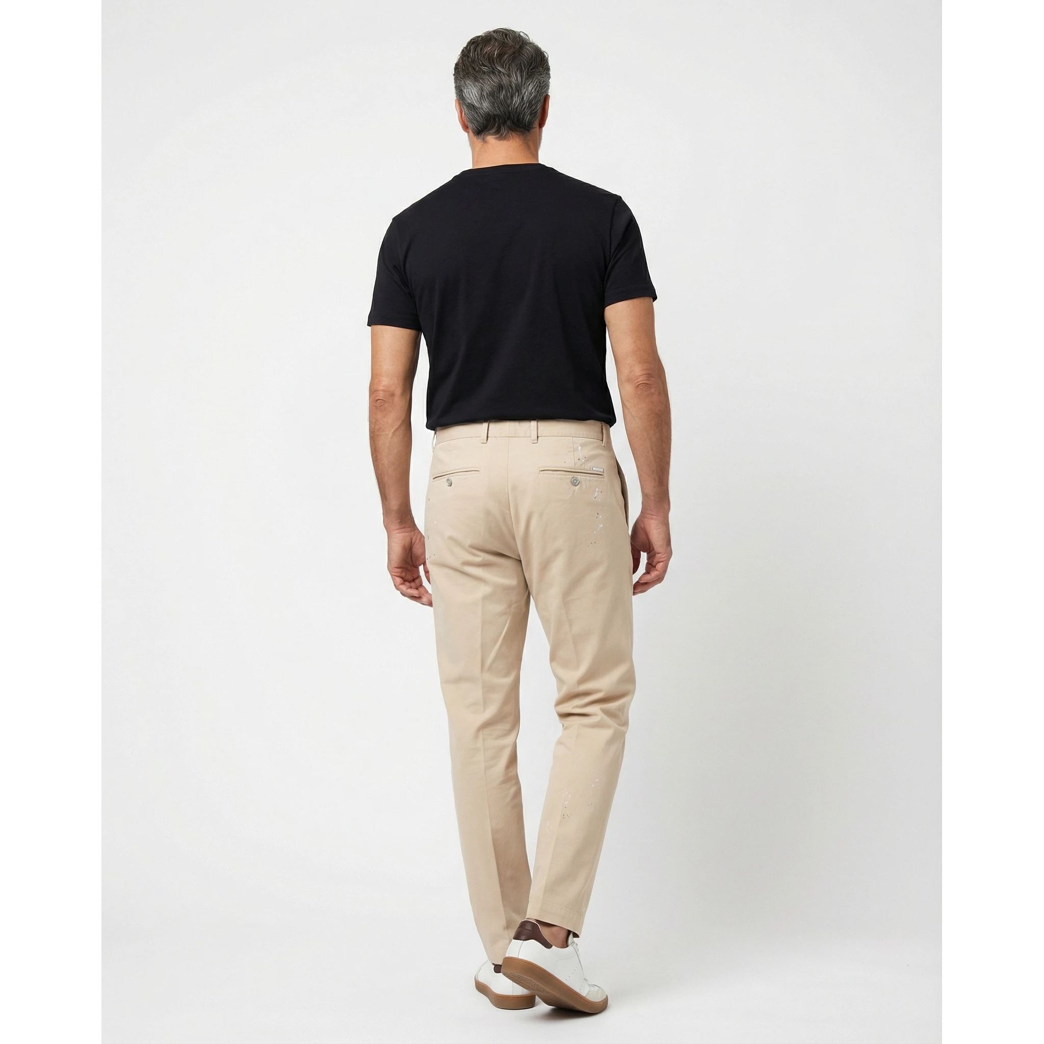 Beige Cotton Casual Pants