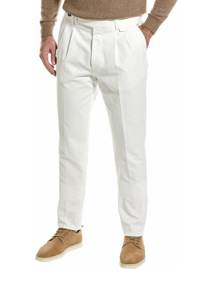 White Cotton Casual Pants