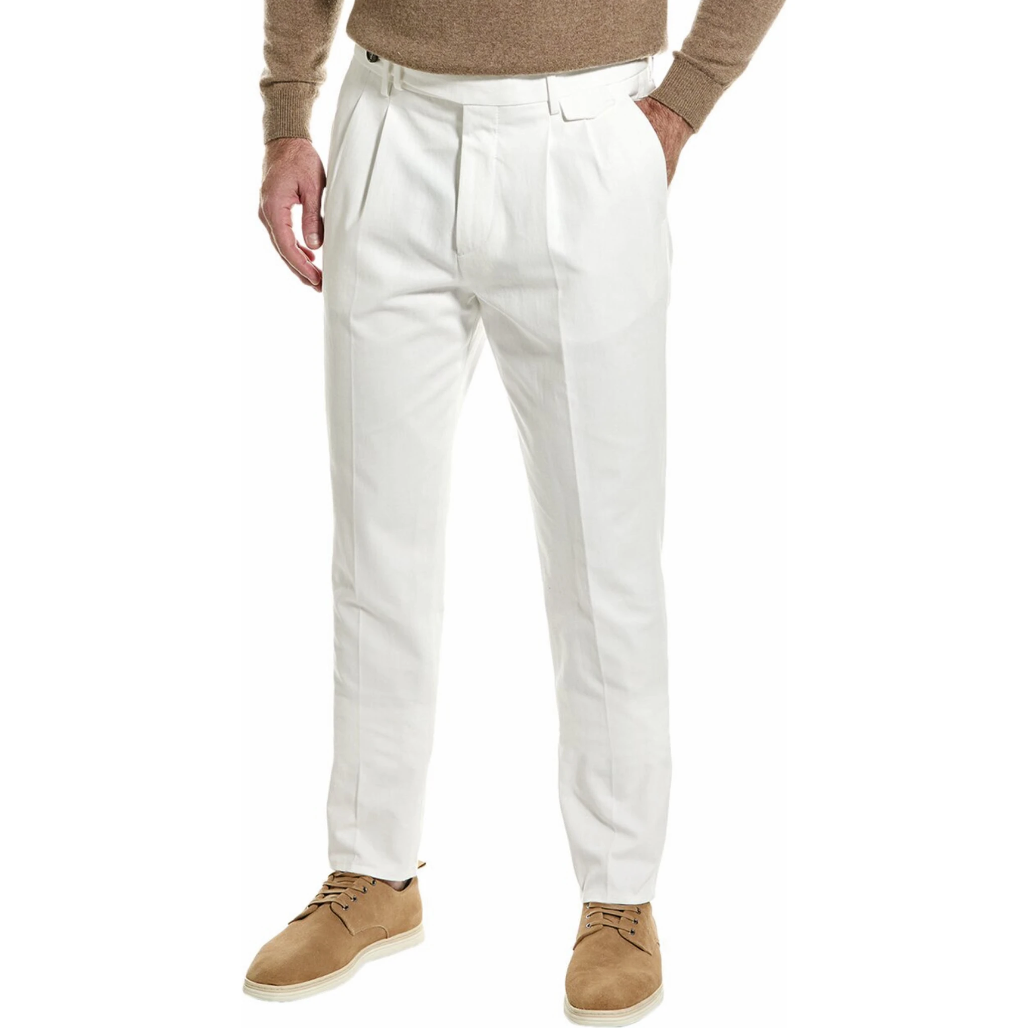 White Cotton Casual Pants