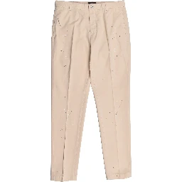 Beige Cotton Casual Pants