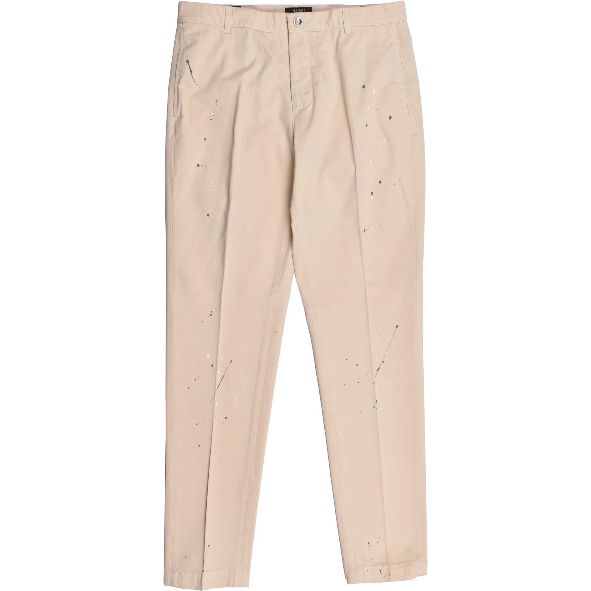 Beige Cotton Casual Pants