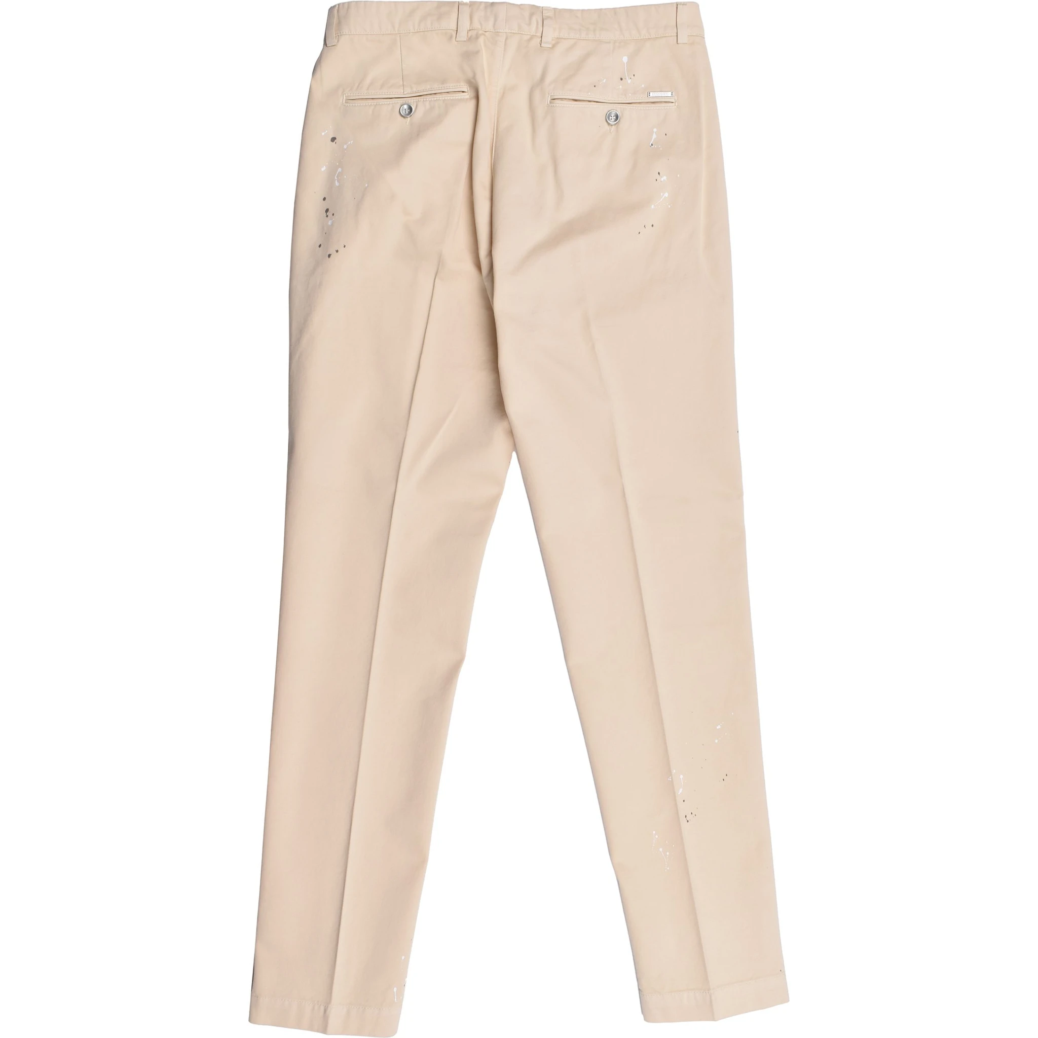 Beige Cotton Casual Pants