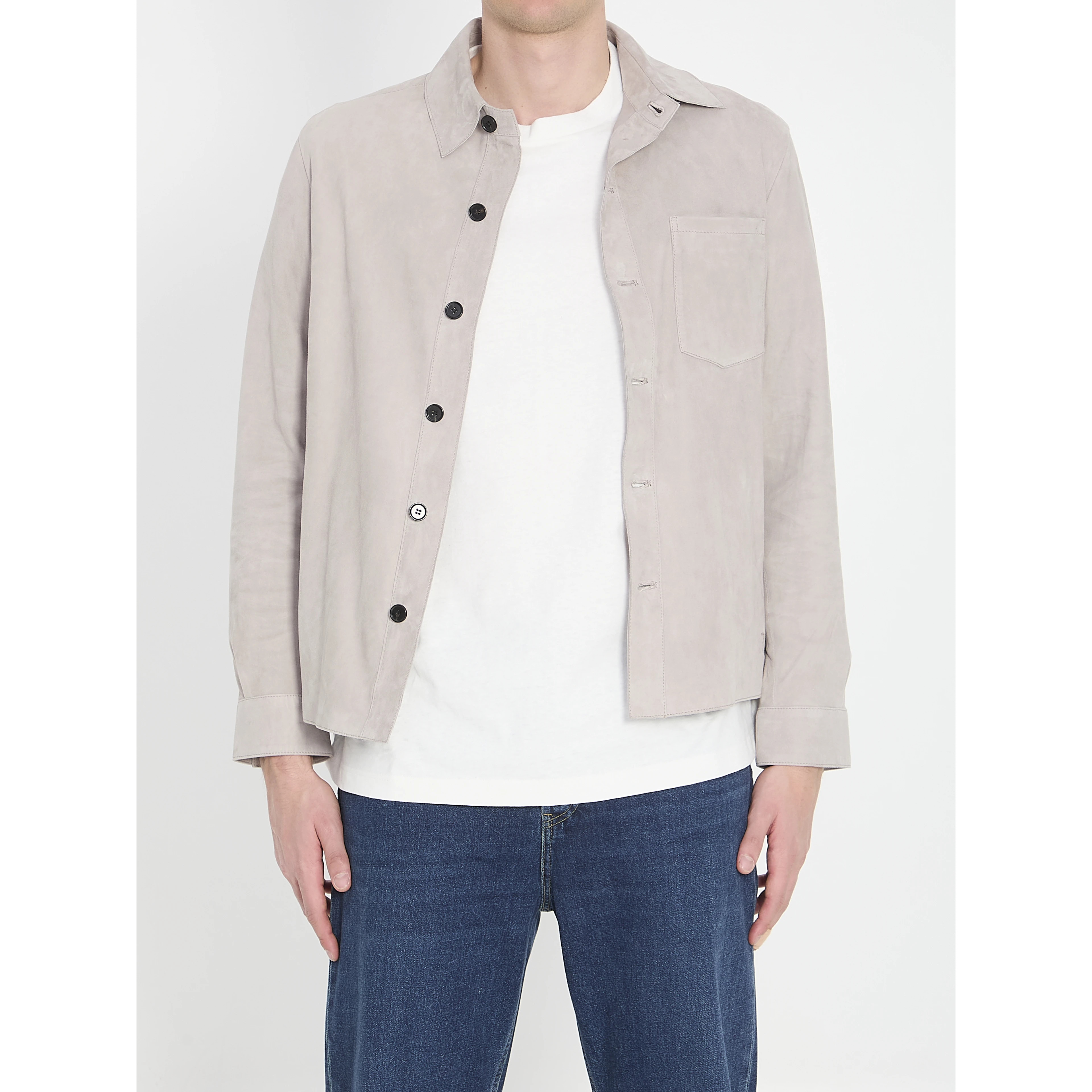 Overshirt in suede leather