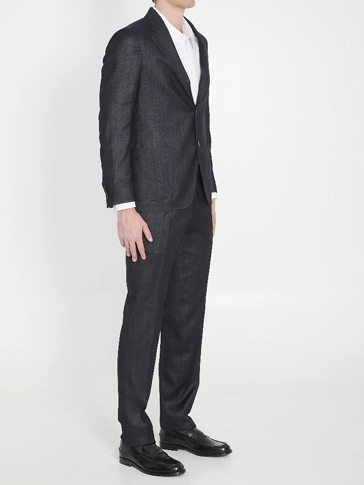 Single-breasted wool blend suit alternative