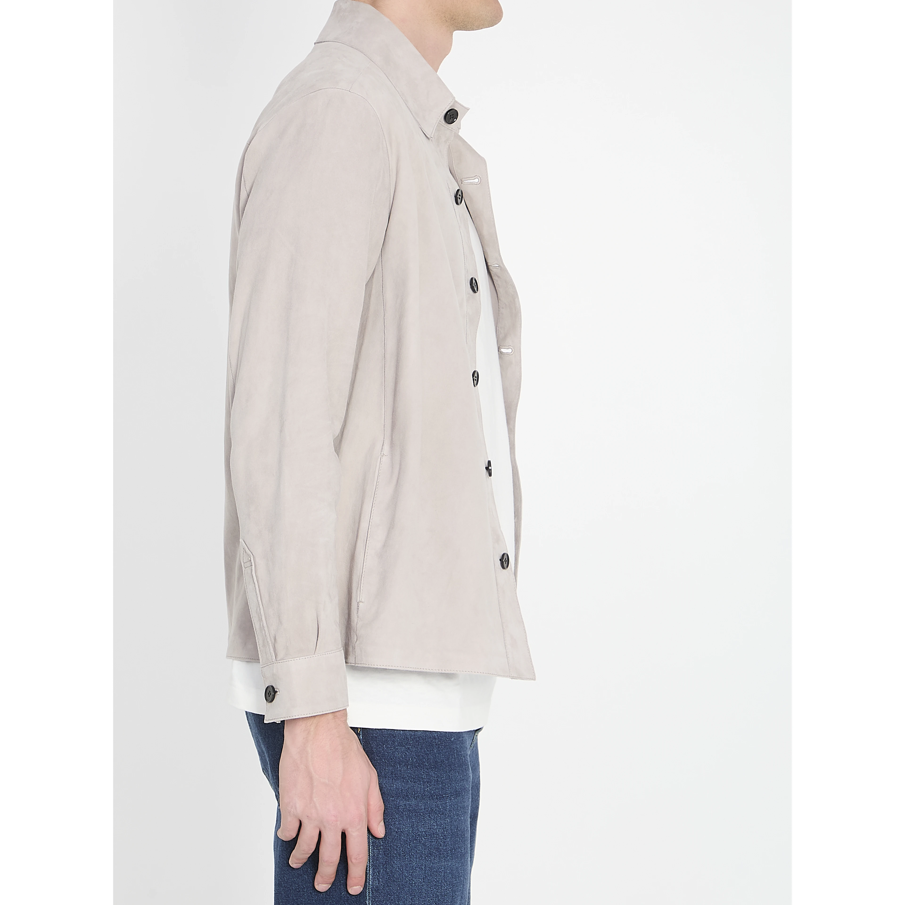 Overshirt in suede leather