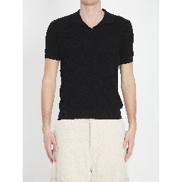 Ribbed polo shirt
