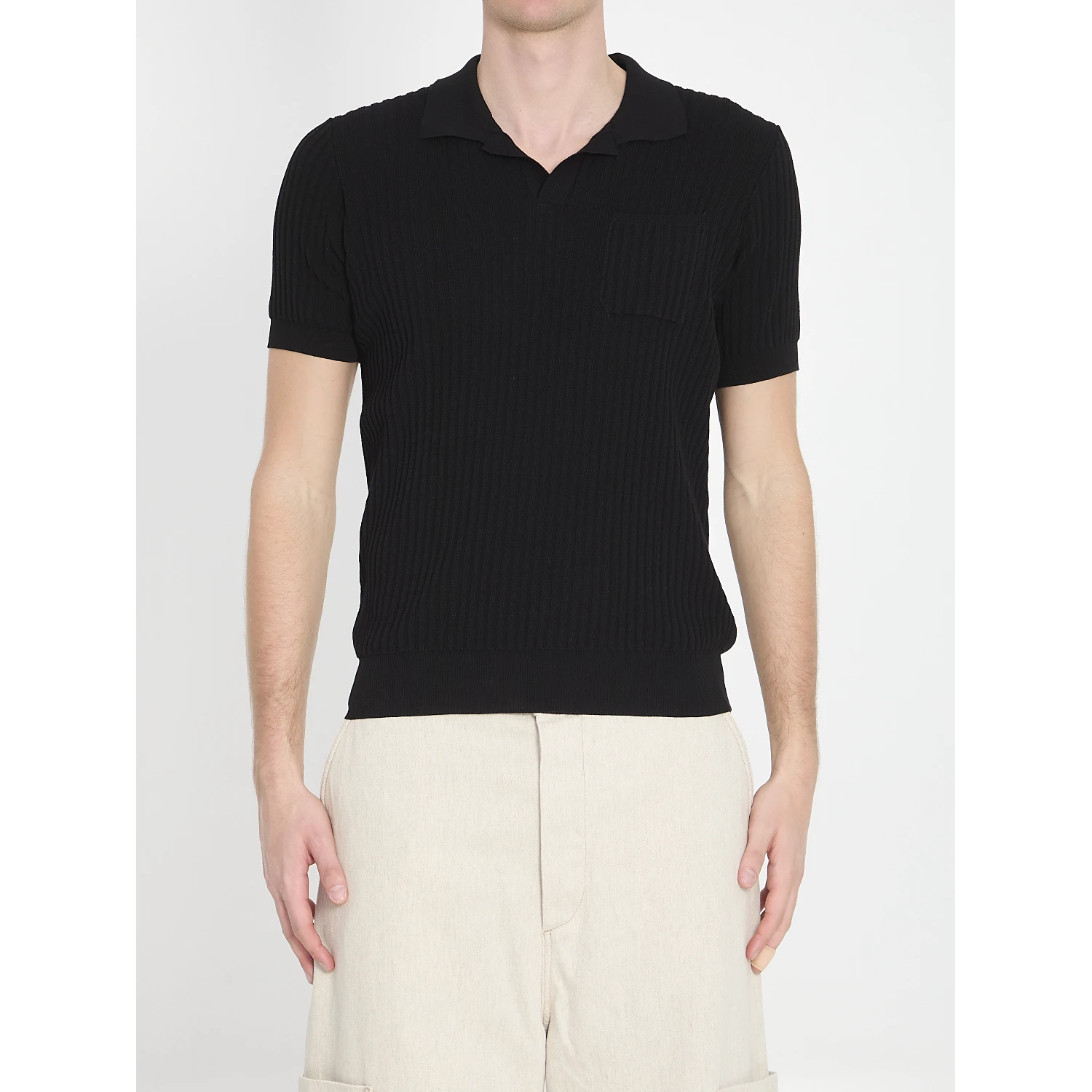 Ribbed polo shirt