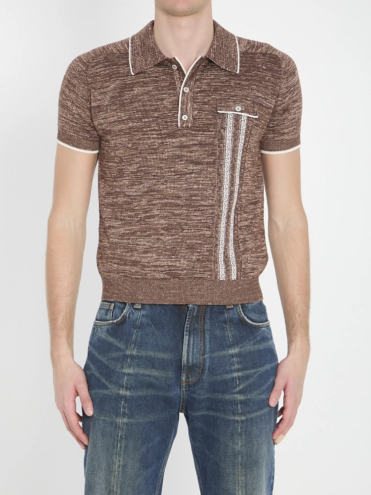 Mouliné knit polo shirt