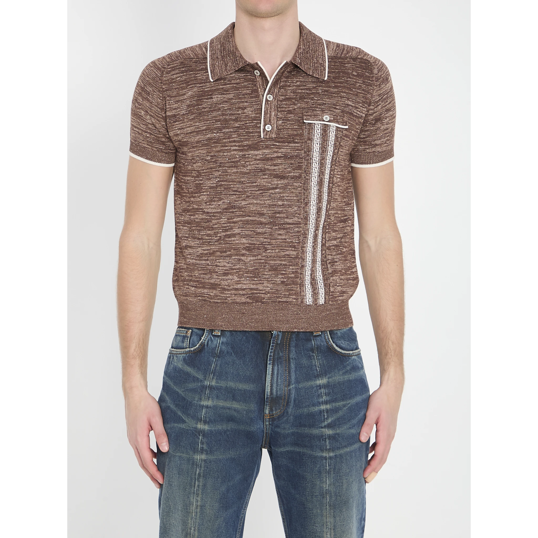 Mouliné knit polo shirt