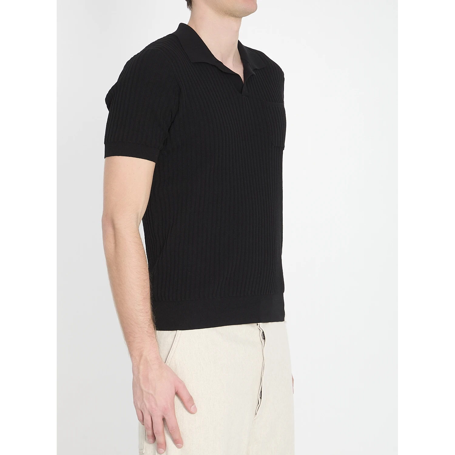 Ribbed polo shirt