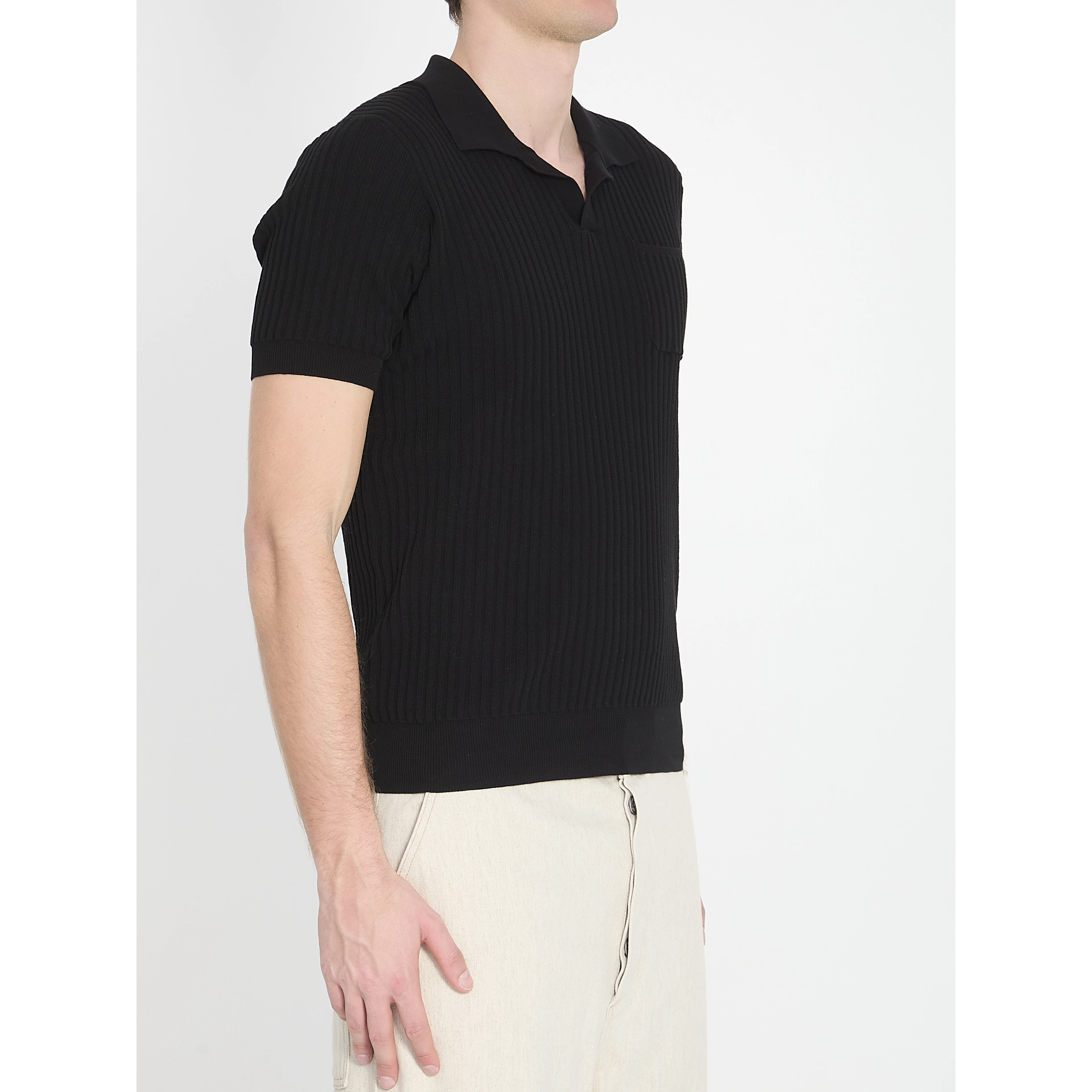 Ribbed polo shirt