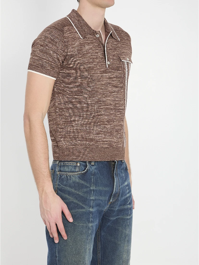 Mouliné knit polo shirt