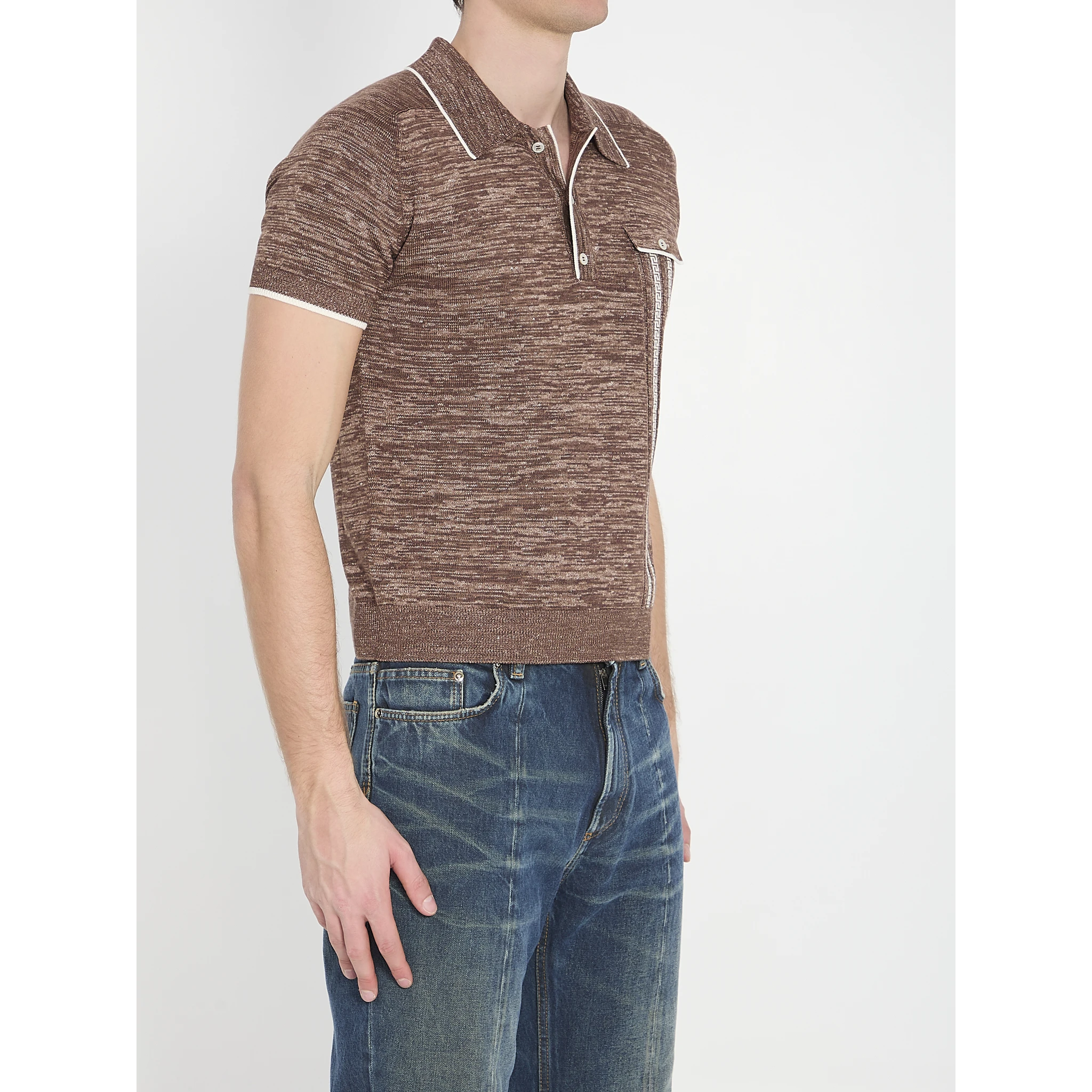 Mouliné knit polo shirt