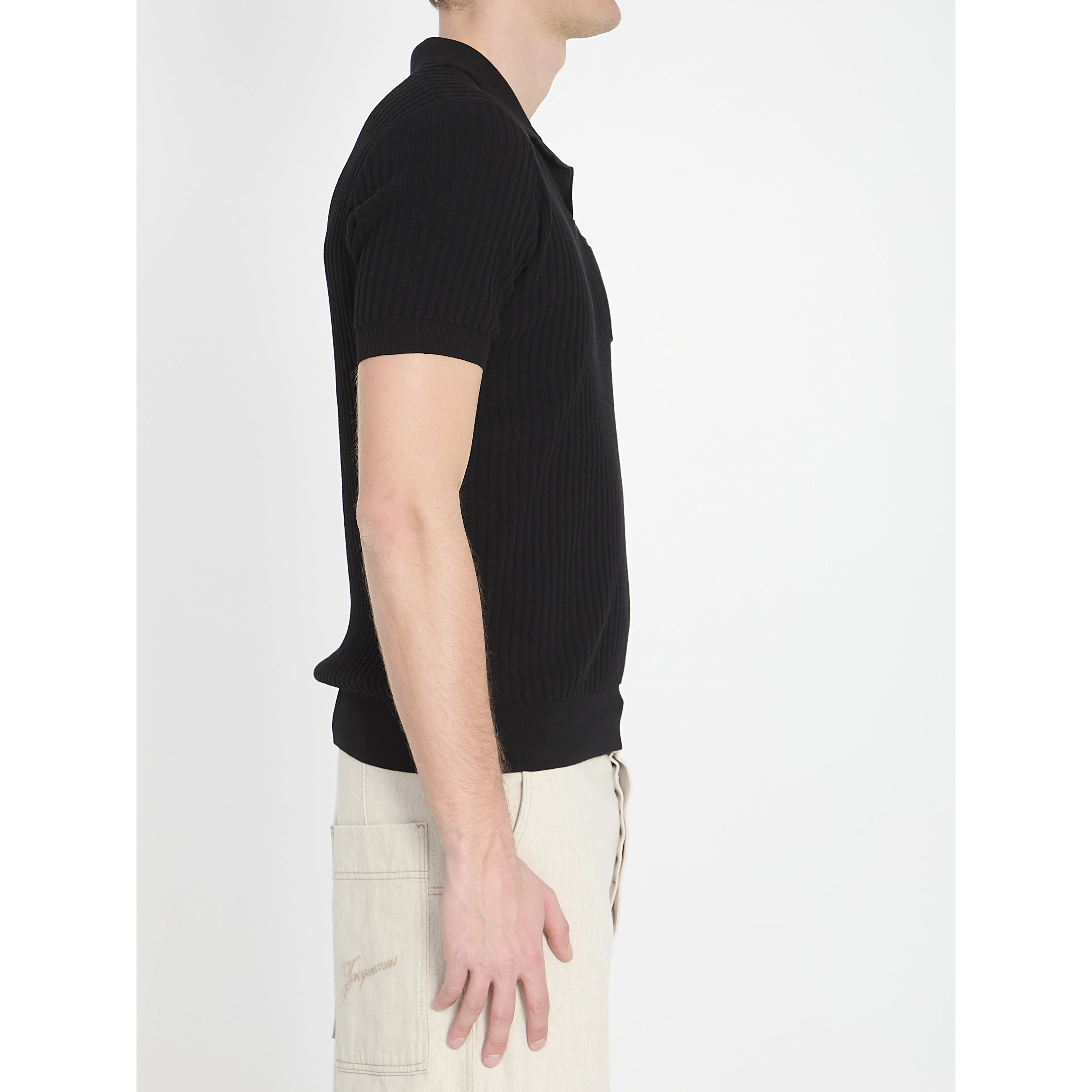 Ribbed polo shirt
