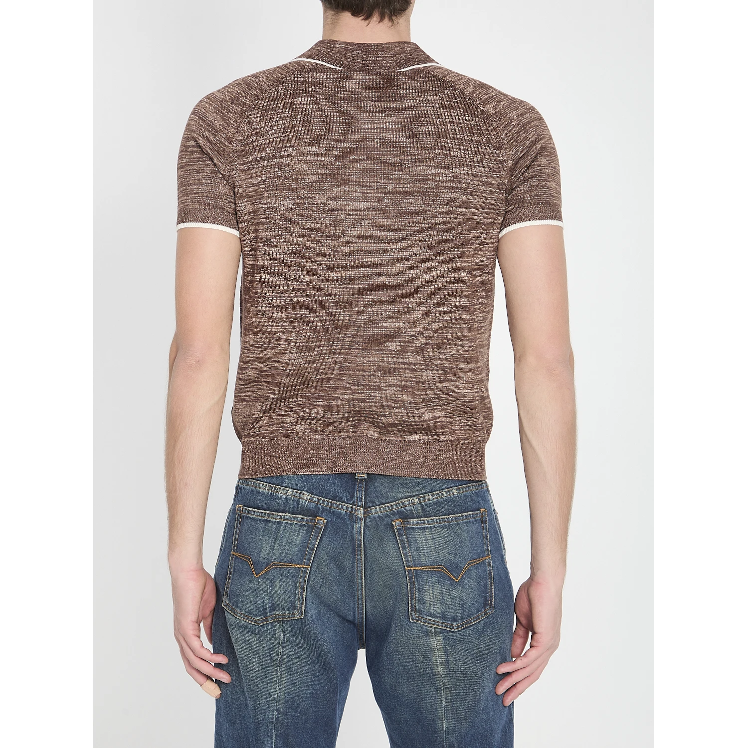 Mouliné knit polo shirt