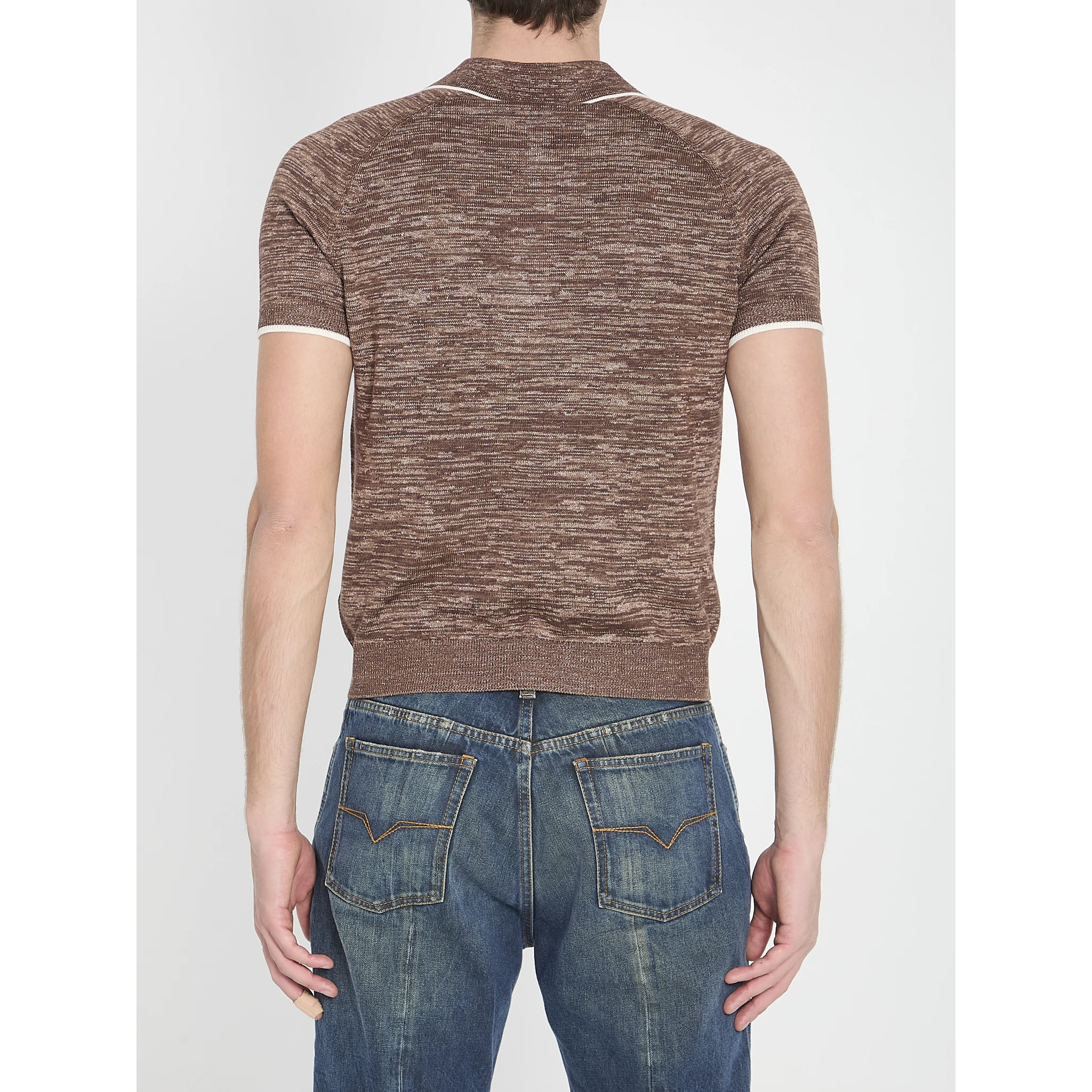 Mouliné knit polo shirt