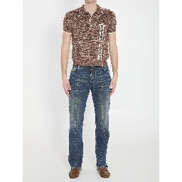 Mouliné knit polo shirt