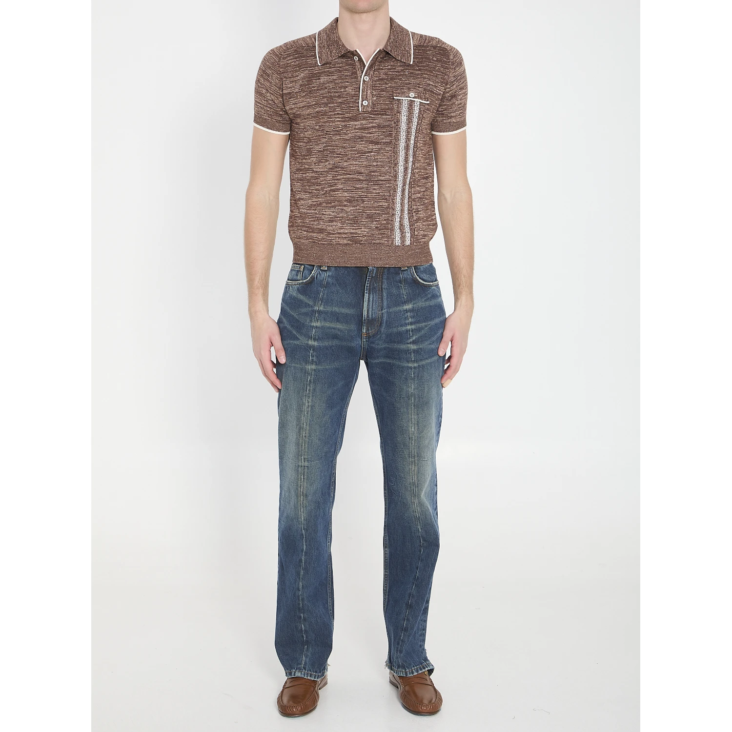 Mouliné knit polo shirt