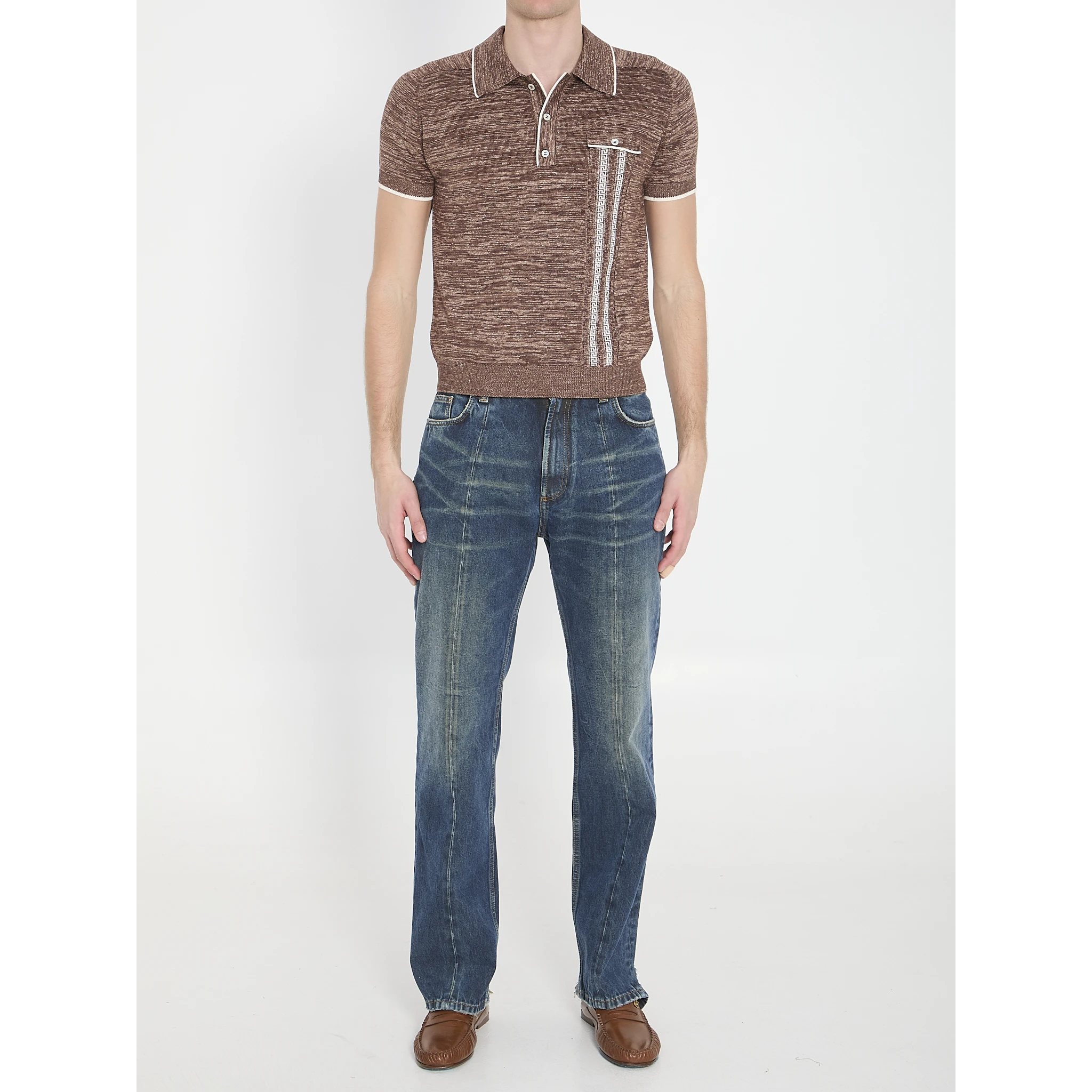 Mouliné knit polo shirt